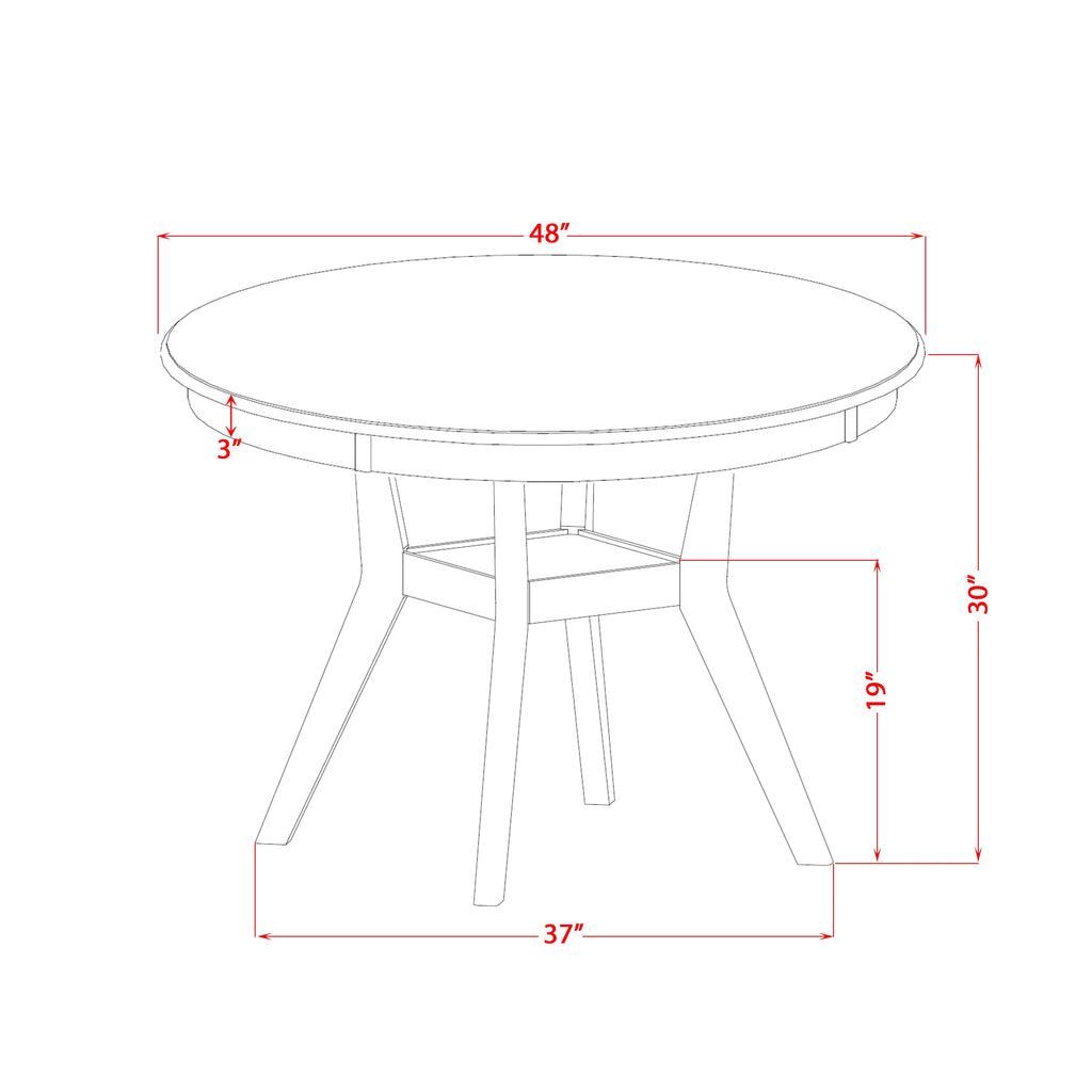 Luxe by East West Furniture F58-11-TP - Kitchen Table with Acacia Wood Round Tabletop  Sand Blasted Black Finish