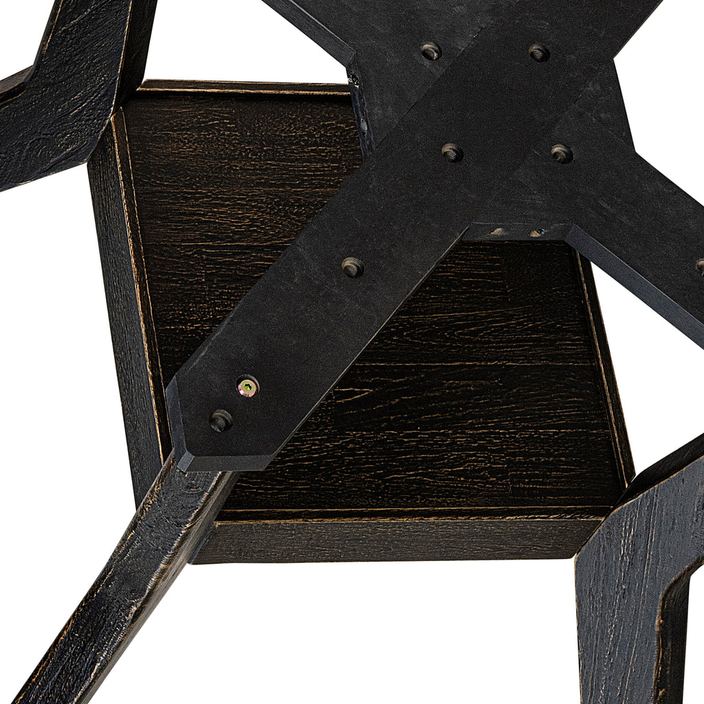 Luxe by East West Furniture F58-11-TP - Kitchen Table with Acacia Wood Round Tabletop  Sand Blasted Black Finish