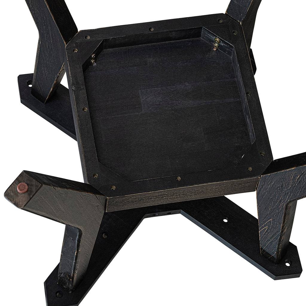 Luxe by East West Furniture F58-11-TP - Kitchen Table with Acacia Wood Round Tabletop  Sand Blasted Black Finish