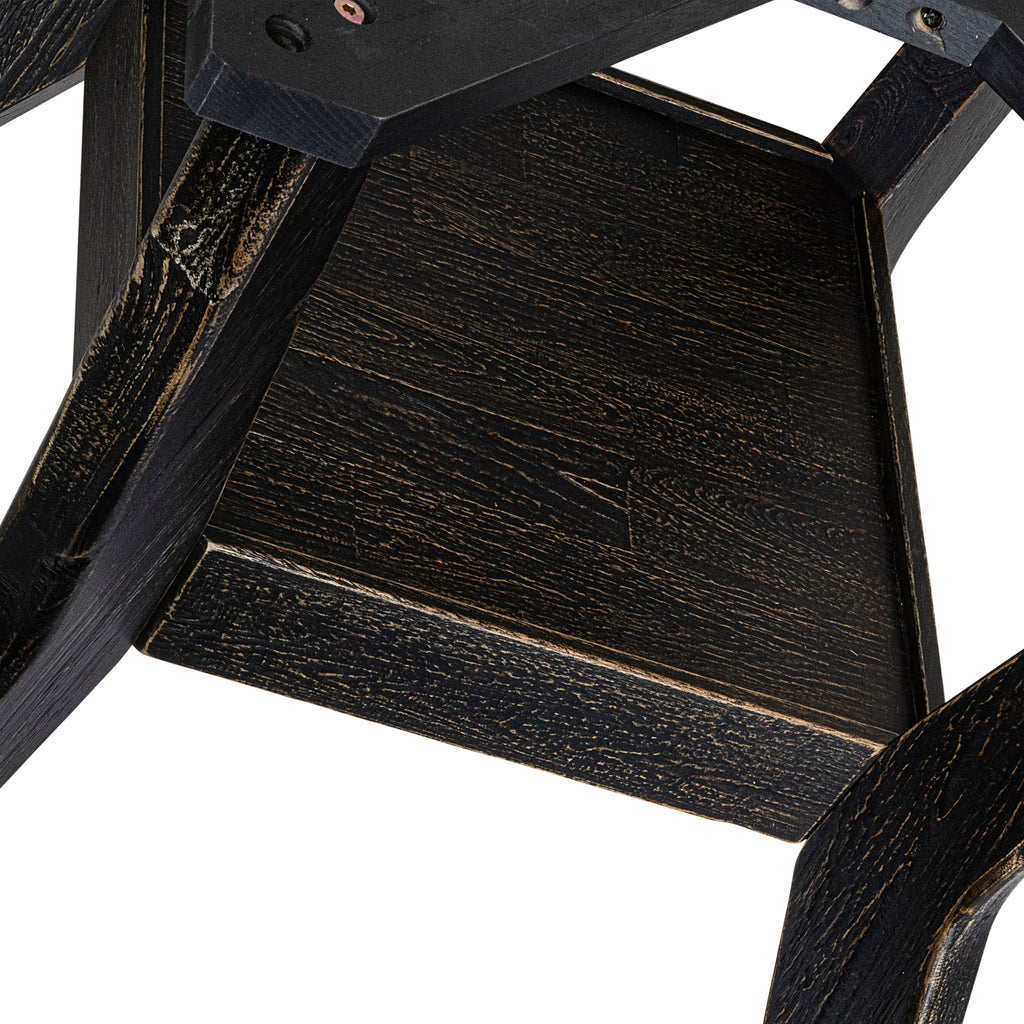 Luxe by East West Furniture F58-11-TP - Kitchen Table with Acacia Wood Round Tabletop  Sand Blasted Black Finish