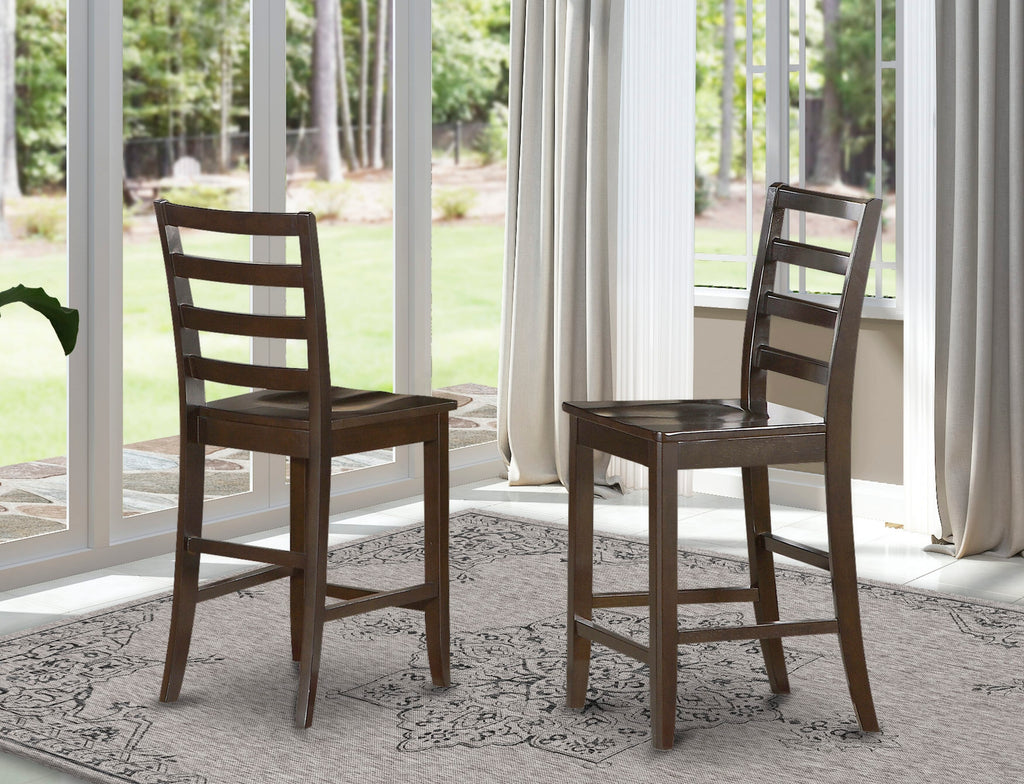 East West Furniture FAS-CAP-W Fairwind Counter Height Dining Stools - Ladder Back Wood Seat Chairs