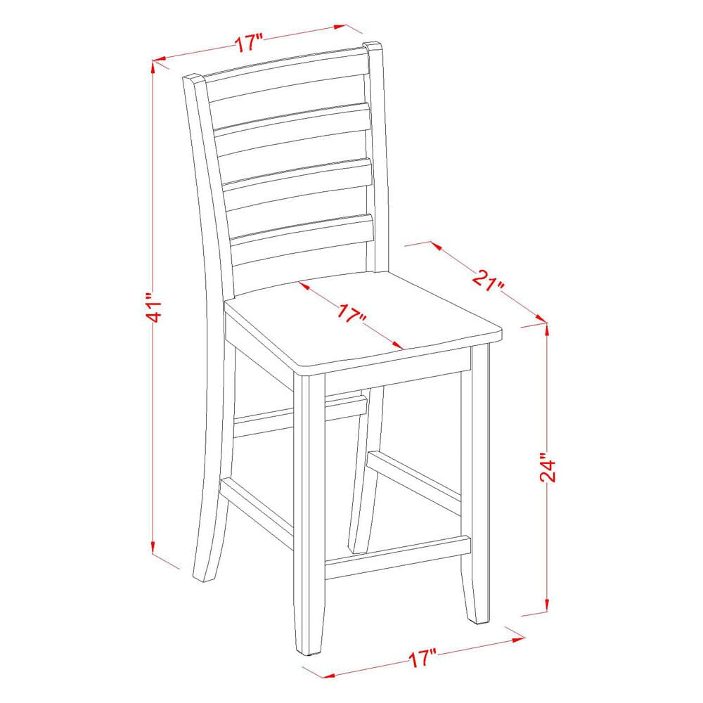 East West Furniture FAS-CAP-W Fairwind Counter Height Dining Stools - Ladder Back Wood Seat Chairs