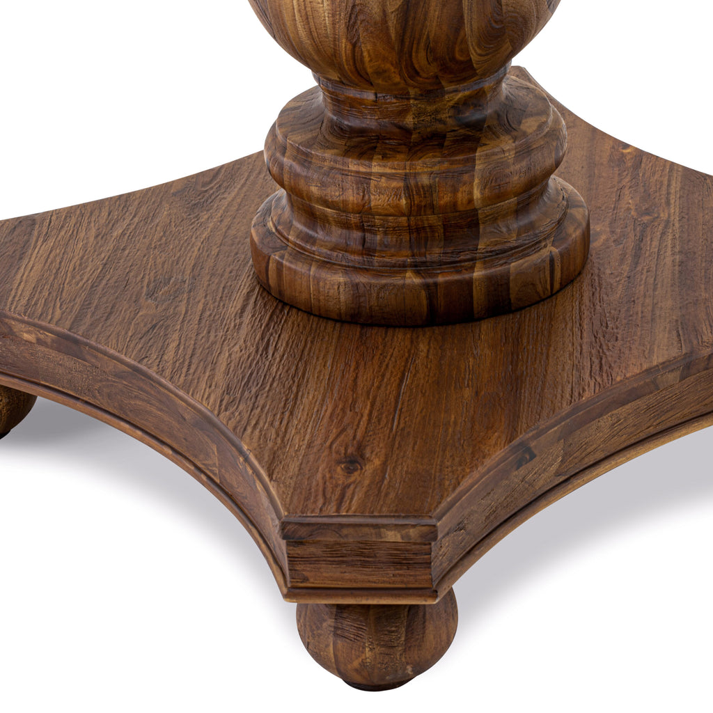 East West Furniture FE2-0N-TP FERRIS Round Dining Table with Pedestal, Rustic Rubberwood Table in Sandblasting Antique Walnut Finish, 48 Inch