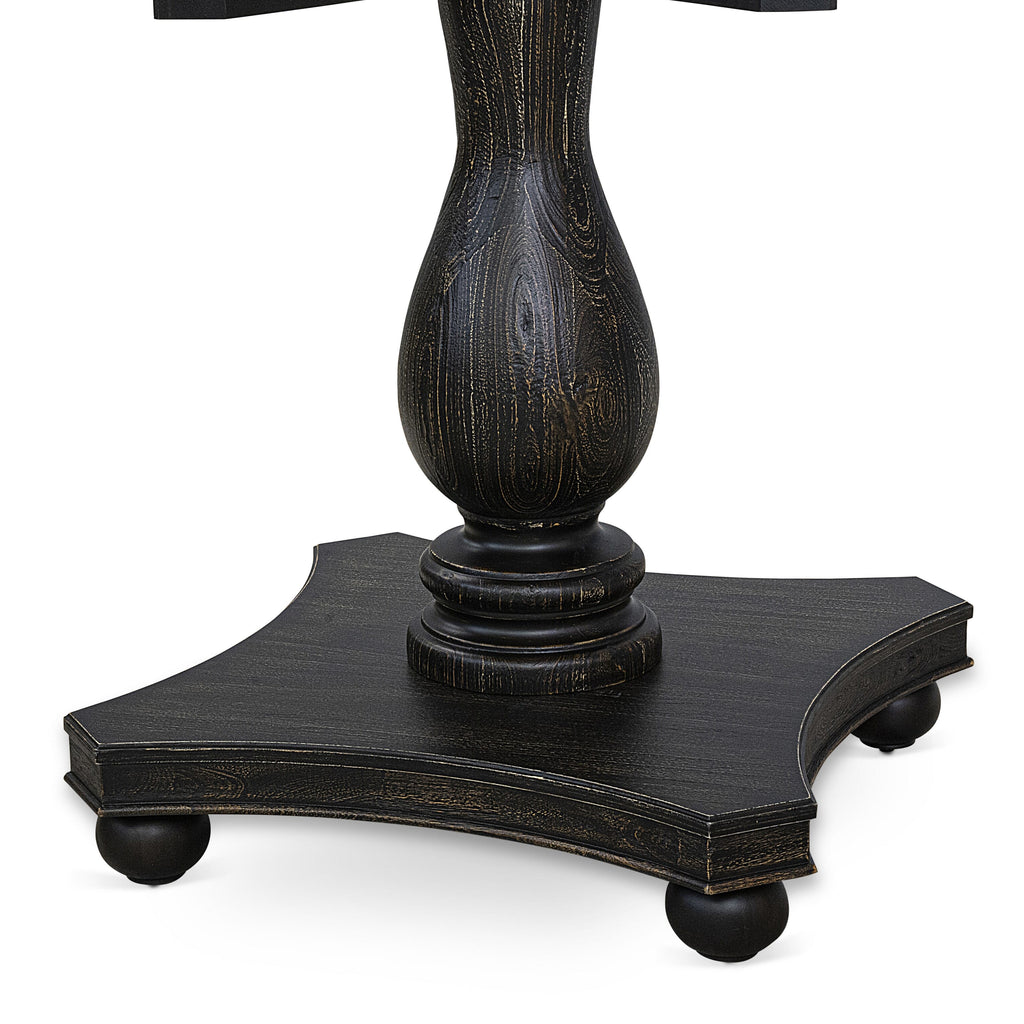 Luxe by East West Furniture F2DA5-411-29 5 Piece Dining Table Set Includes a 48" Round Table with Pedestal and 4 Navy Blue Faux Leather Upholstered Chairs, Sand Blasted Black