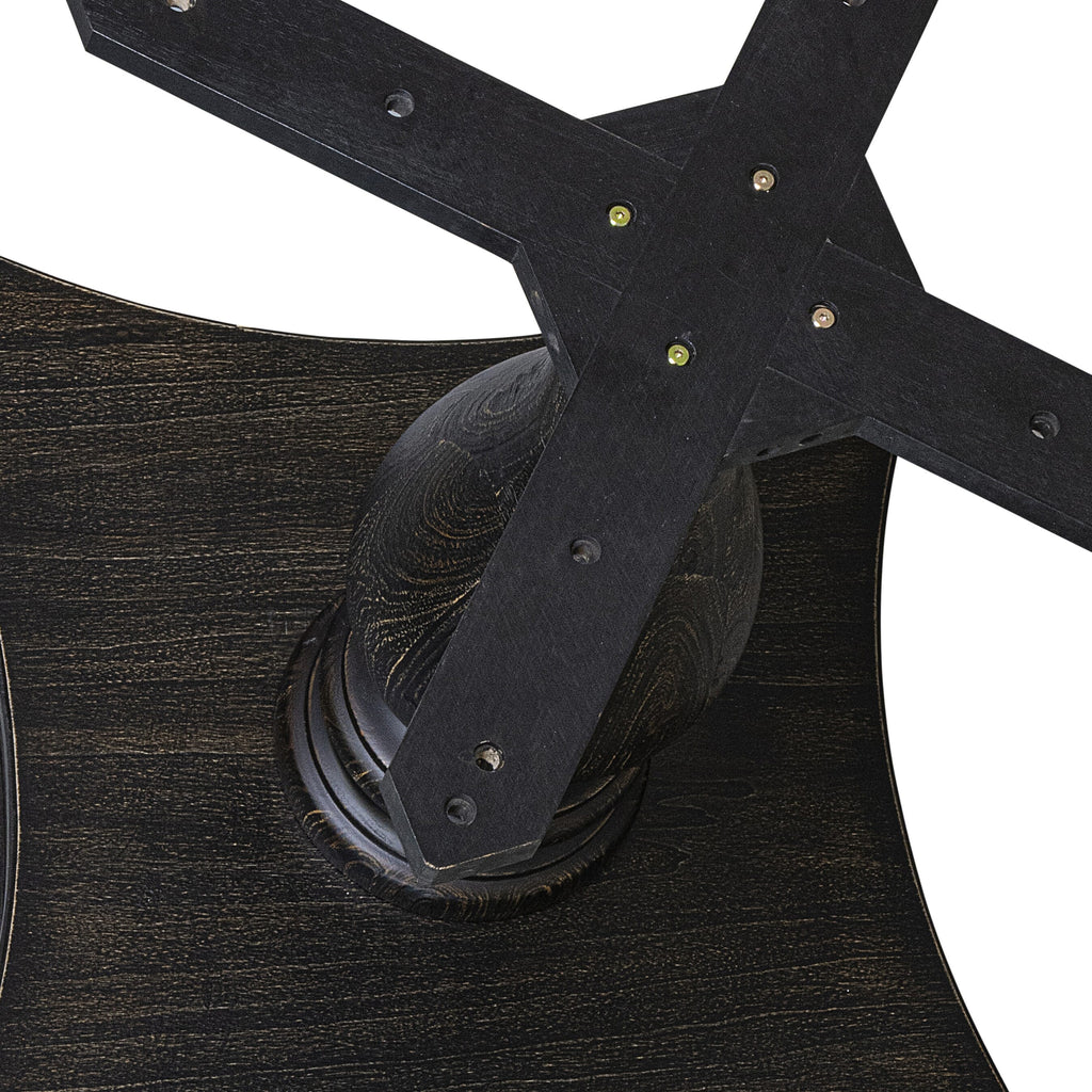 Luxe by East West Furniture F2DA7-411-29 7 Piece Dining Table Set Consists of a 48" Round Table with Pedestal and 6 Navy Blue Faux Leather Padded Chairs, Sand Blasted Black