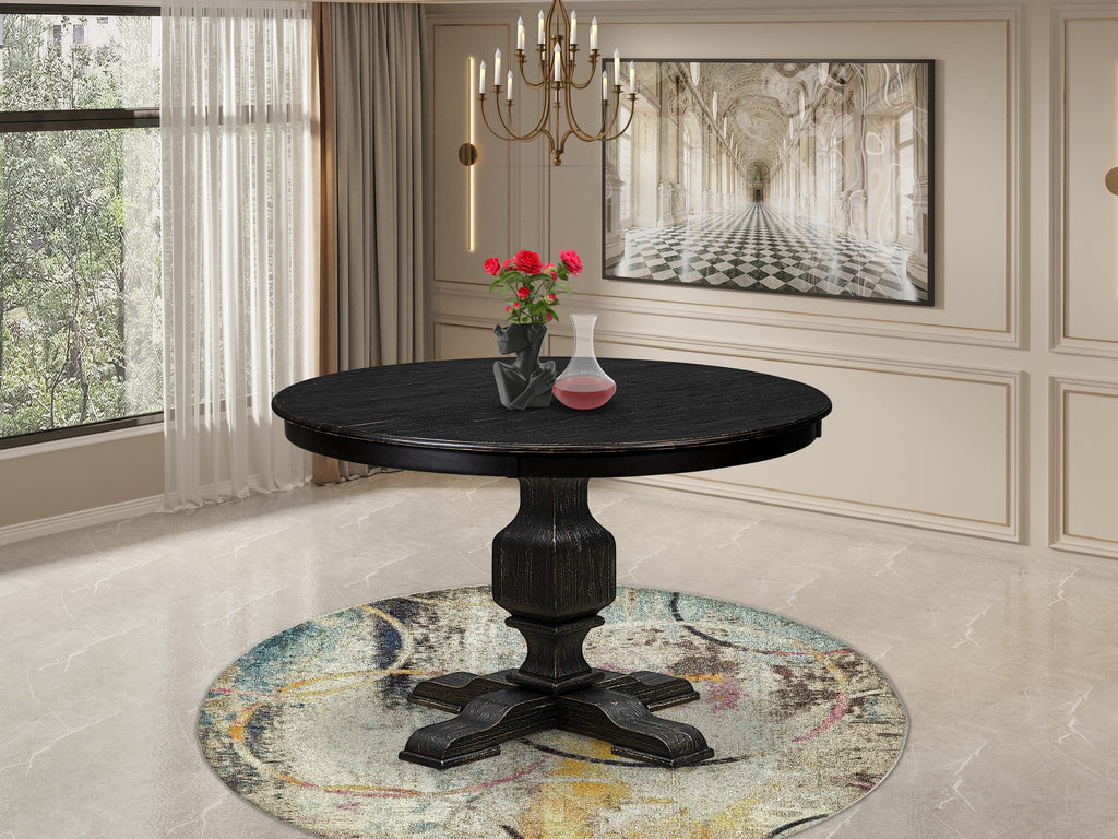 Luxe by East West Furniture FE3-11-TP - Modern Dining Table with Acacia Wood Round Tabletop  Sand Blasted Black Finish
