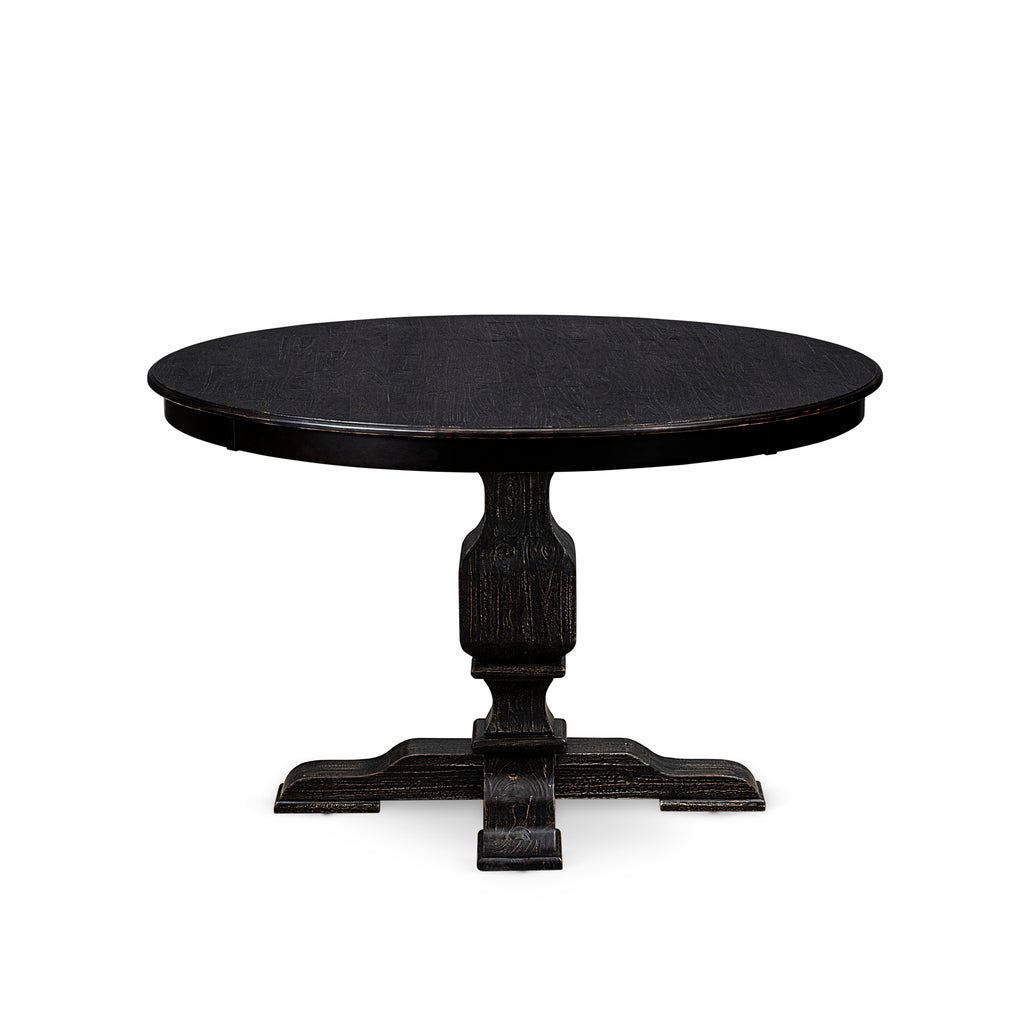Luxe by East West Furniture FE3-11-TP - Modern Dining Table with Acacia Wood Round Tabletop  Sand Blasted Black Finish