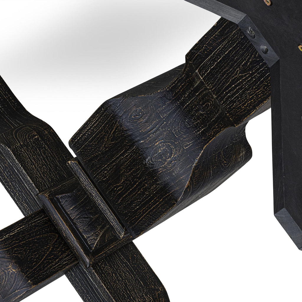 Luxe by East West Furniture FE3-11-TP - Modern Dining Table with Acacia Wood Round Tabletop  Sand Blasted Black Finish