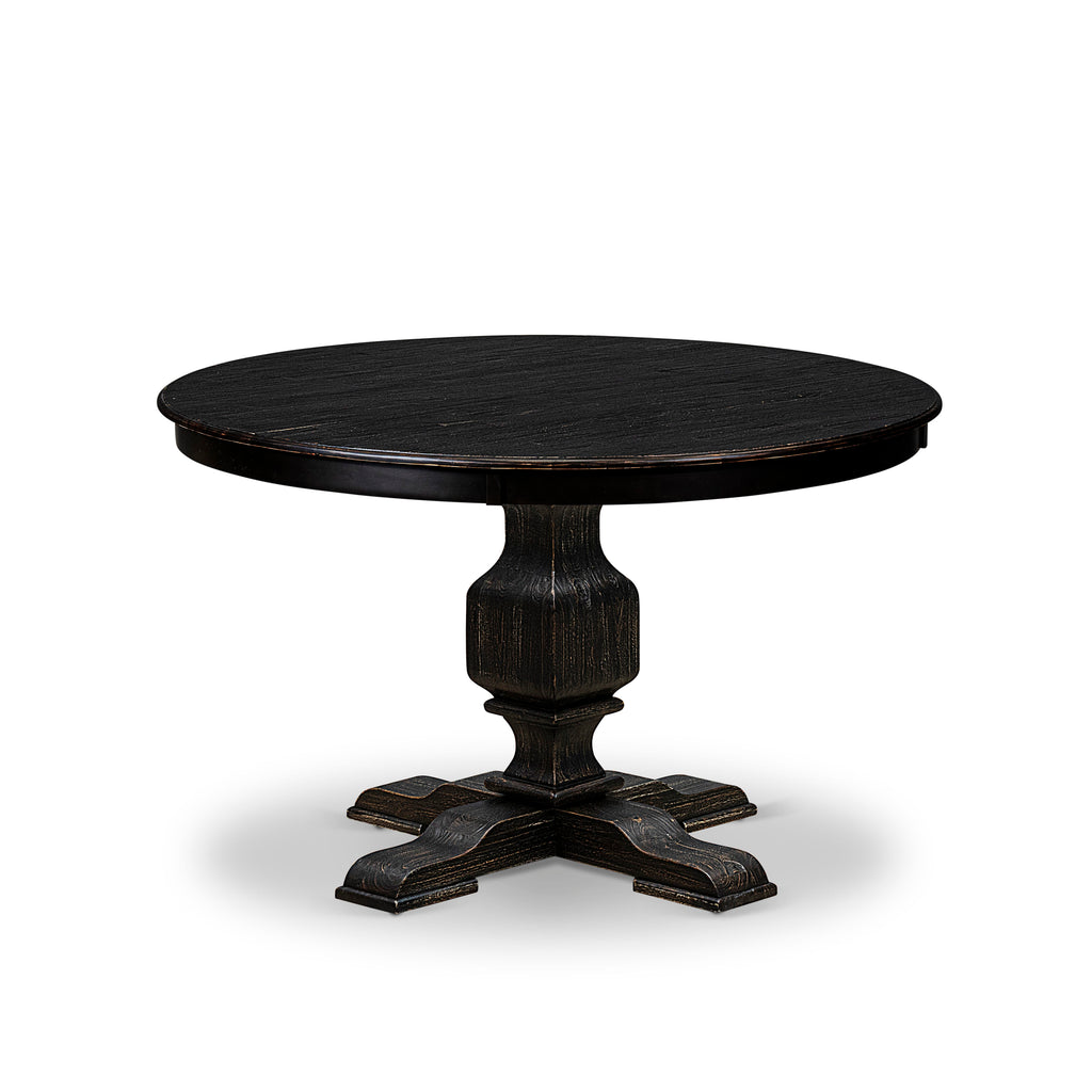 Luxe by East West Furniture FE3-11-TP - Modern Dining Table with Acacia Wood Round Tabletop  Sand Blasted Black Finish