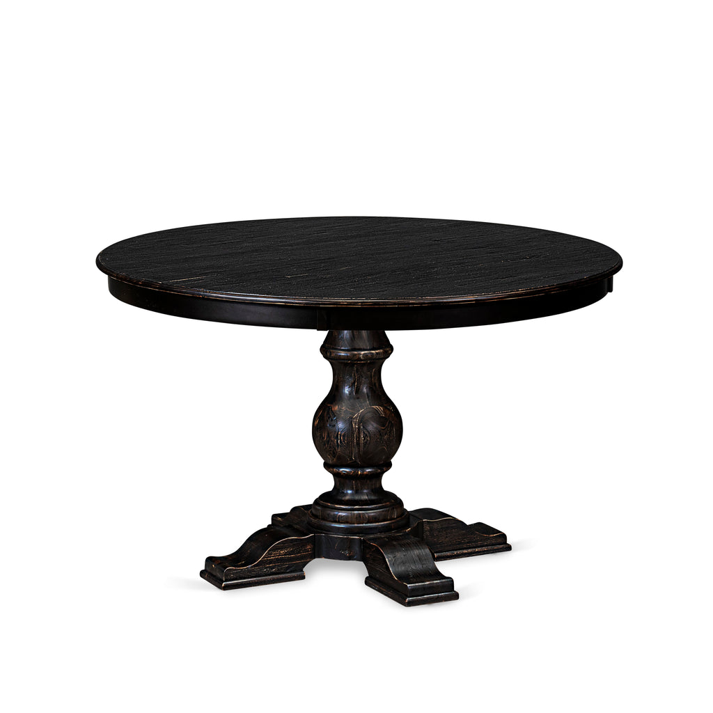 Luxe by East West Furniture FE5-11-TP - Dining Room Table with Acacia Wood Round Tabletop  Sand Blasted Black Finish