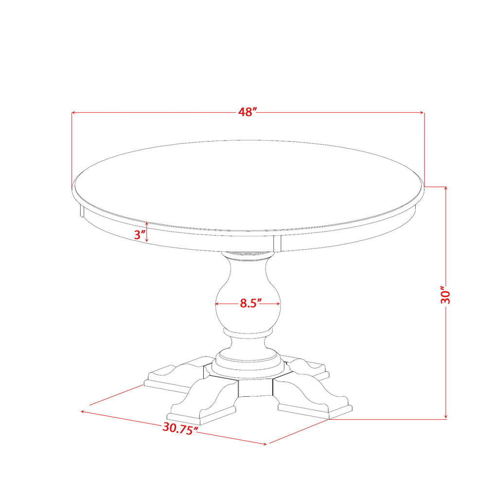Luxe by East West Furniture FE5-11-TP - Dining Room Table with Acacia Wood Round Tabletop  Sand Blasted Black Finish