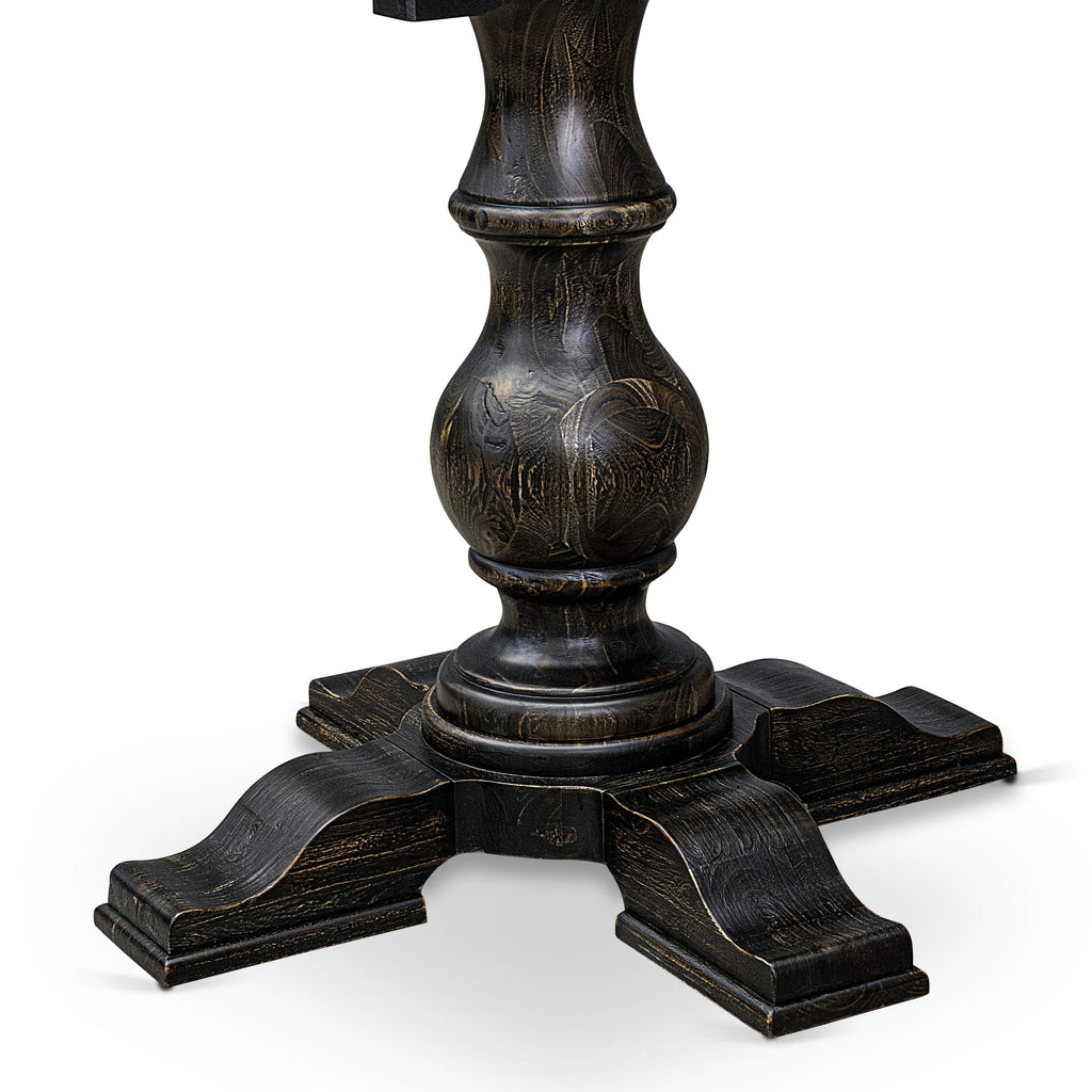 Luxe by East West Furniture FE5-11-TP - Dining Room Table with Acacia Wood Round Tabletop  Sand Blasted Black Finish
