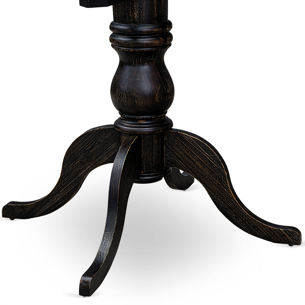 Luxe by East West Furniture FE6-11-TP Wooden Kitchen Table with Acacia Wood Round Tabletop and Stylish Pedestal Base - Sand Blasted Black Finish