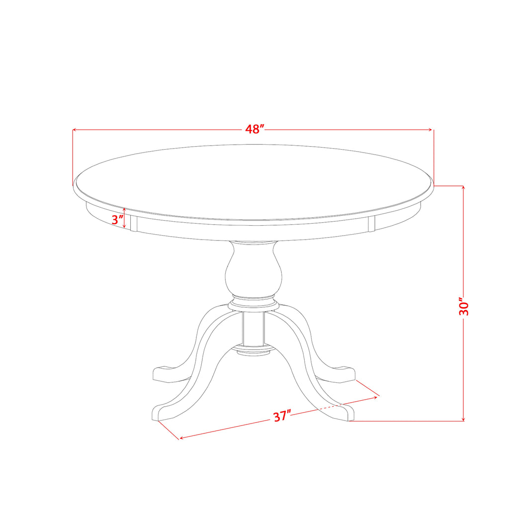 Luxe by East West Furniture FE6-11-TP Wooden Kitchen Table with Acacia Wood Round Tabletop and Stylish Pedestal Base - Sand Blasted Black Finish