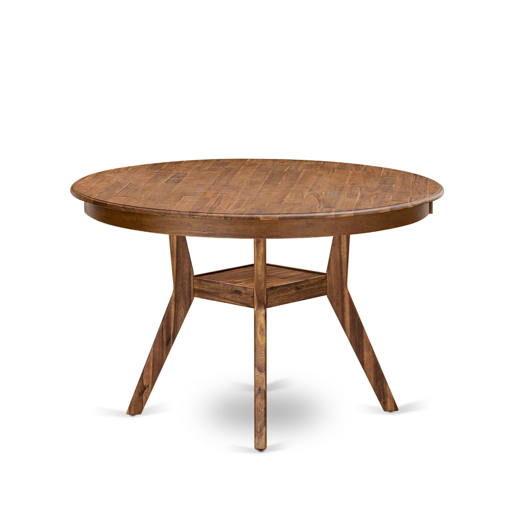 Luxe by East West Furniture F8MZ5-40N-04 5-Pc Dining Set Includes a Pedestal Breakfast Table and 4 Light Tan Linen Fabric Modern Chairs with Padded Back- Antique Walnut Finish
