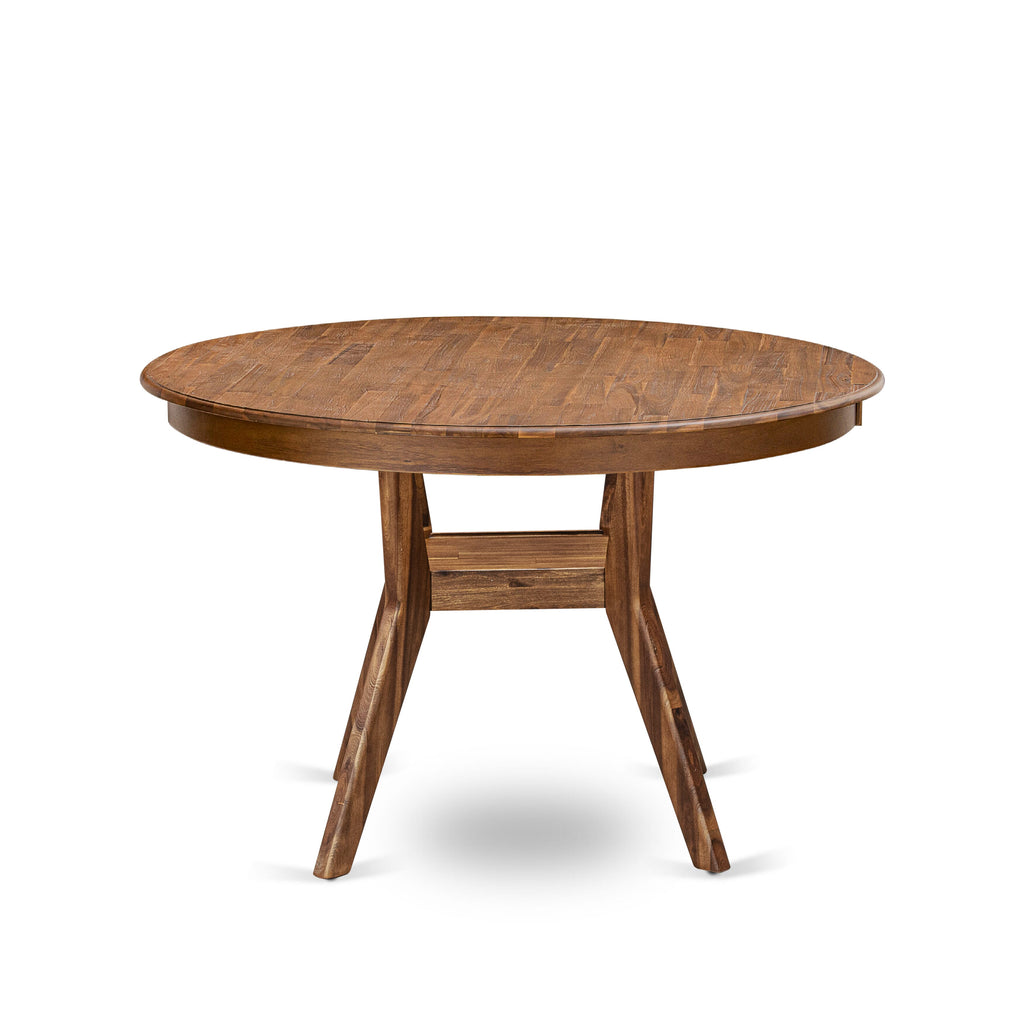 Luxe by East West Furniture - F8FO5-40N-18 - 5-Piece Kitchen Table Set Contains A Wooden Dining Table and 4 Brown Linen Fabric Chairs with Button Tufted Back, Antique Walnut