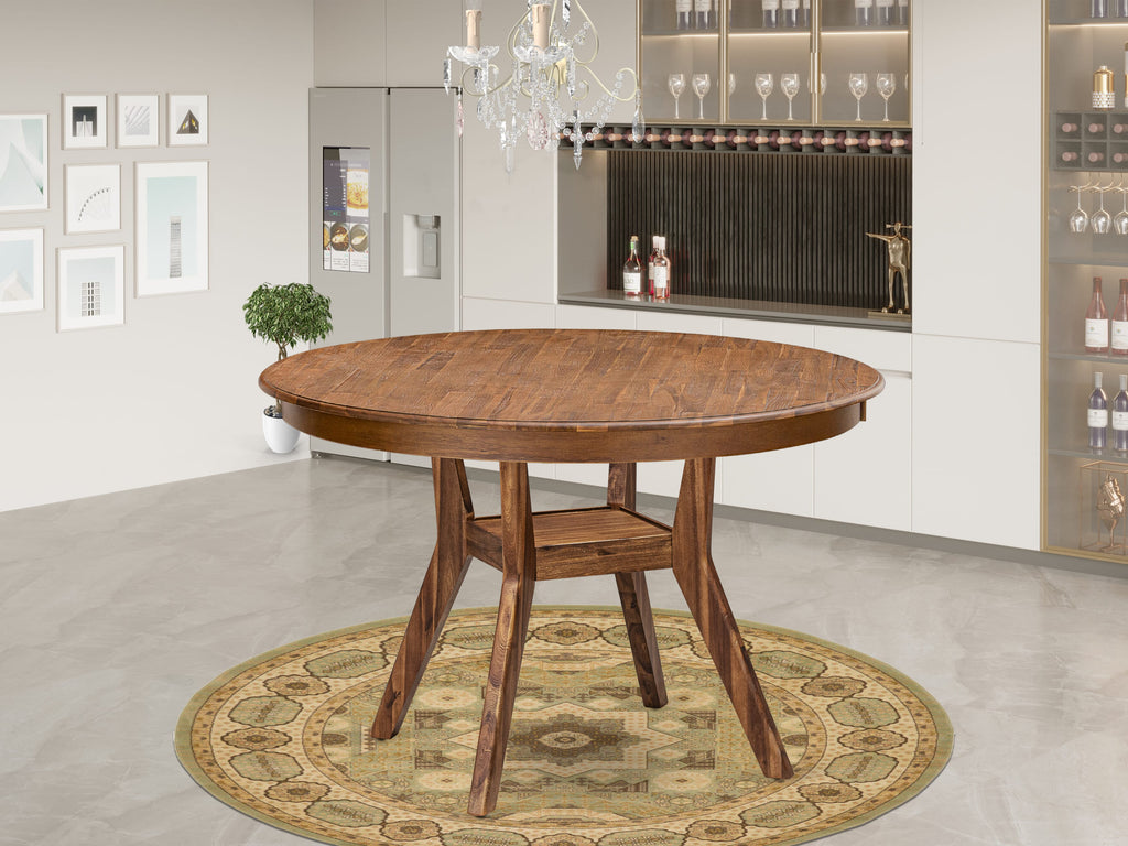 Luxe by East West Furniture - F8FO7-40N-18 - 7-Pc Dining Room Set Consist of A Modern Table and 6 Brown Linen Fabric Modern Chair with Button Tufted Back, Antique Walnut