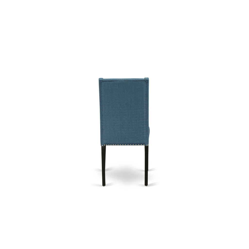 East West Furniture V626FL121-7 7-Piece Modern an Outstanding Linen White Rectangular Dining Table Top and 6 Stunning Linen Fabric Kitchen Parson Chairs with Nail Heads and Stylish Chair Back