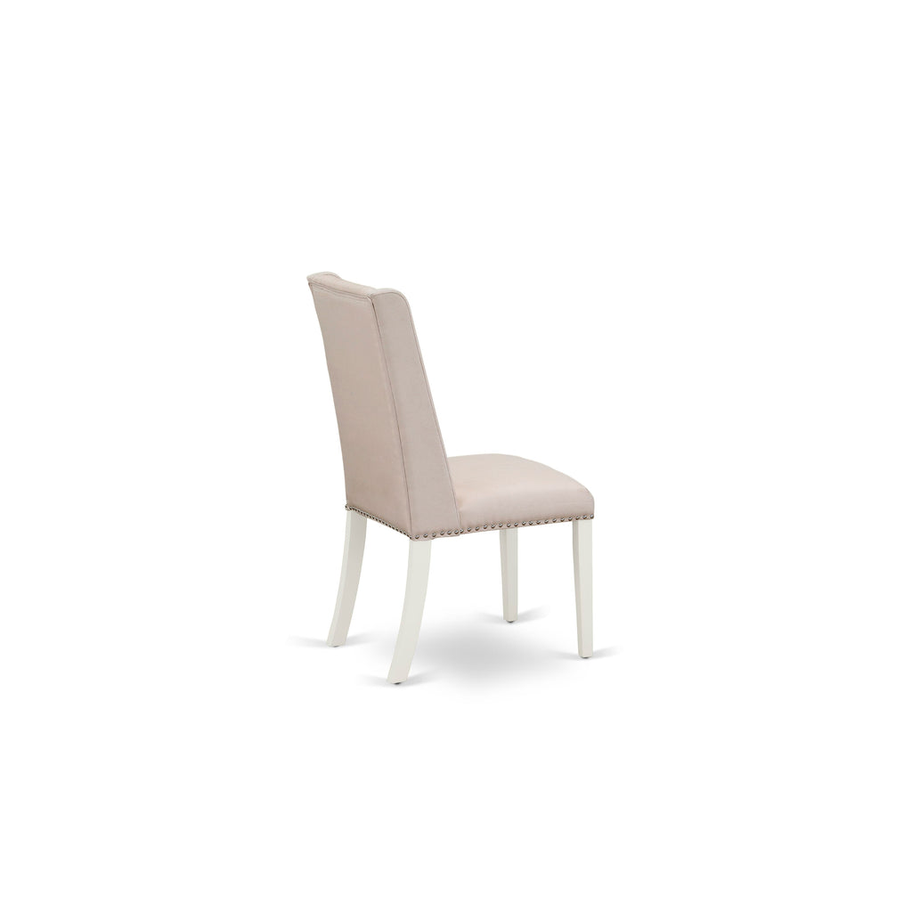 East West Furniture X027FL201-9 9 Piece Dining Room Table Set Includes a Rectangle Dining Table with X-Legs and 8 Cream Linen Fabric Upholstered Parson Chairs