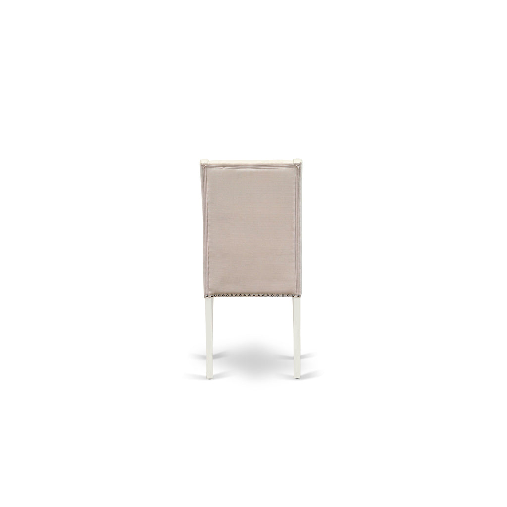 East West Furniture X027FL201-9 9 Piece Dining Room Table Set Includes a Rectangle Dining Table with X-Legs and 8 Cream Linen Fabric Upholstered Parson Chairs
