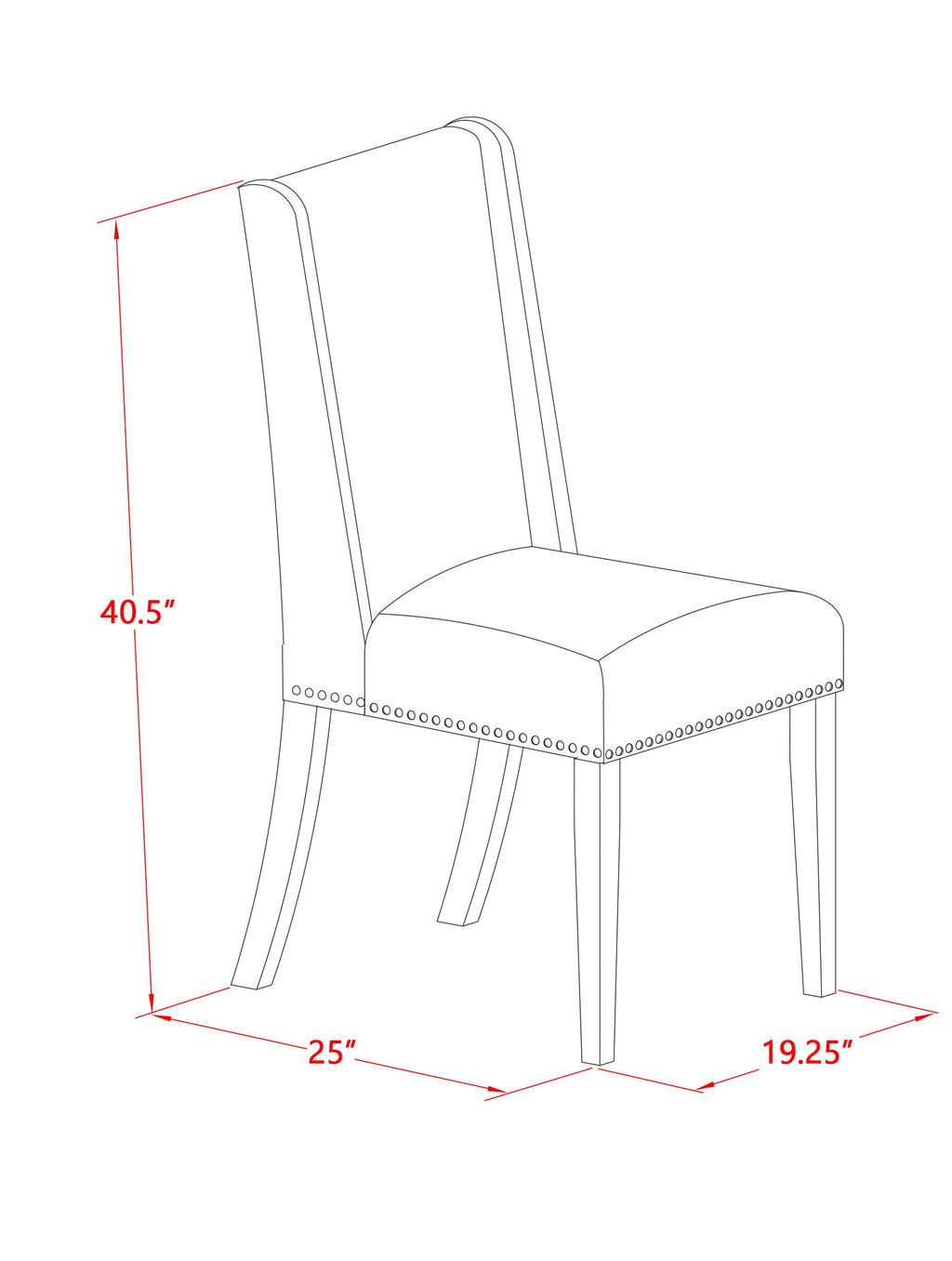 East West Furniture FLP7T16 Florence Parsons Dining Chairs - Nailhead Trim Dark Khaki Linen Fabric Padded Chairs