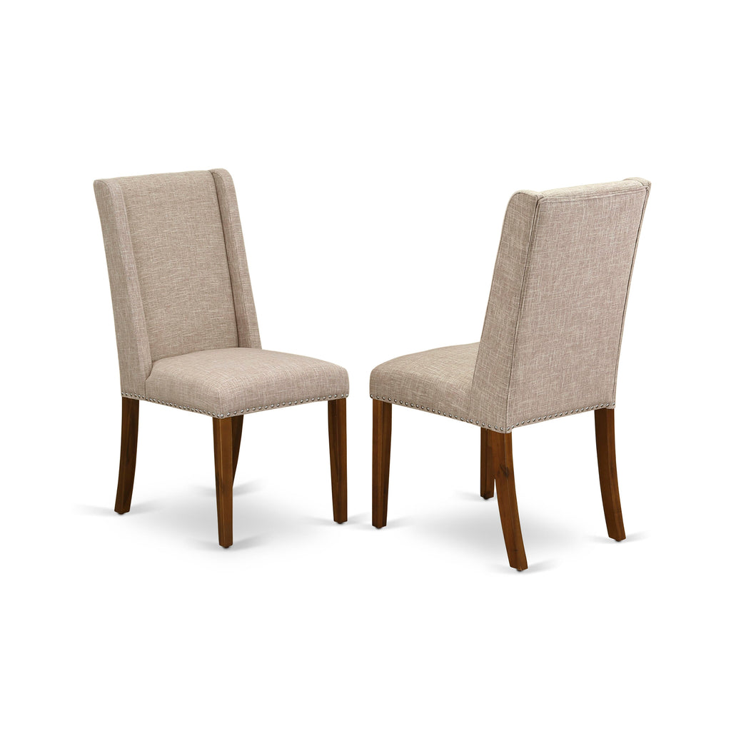 Luxe by East West Furniture - I8FL5-40N-04 - 5-Piece Dining Table Set Contains A Modern Table and 4 Light Tan Linen Fabric Upholstered Chairs with High Back, Antique Walnut