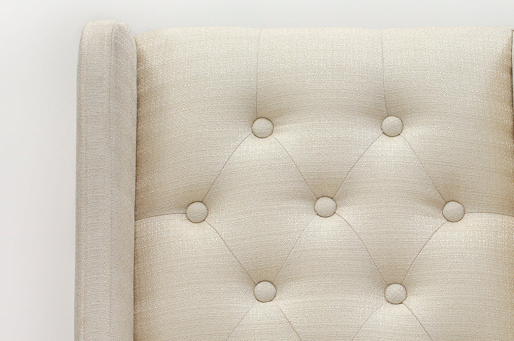 East West Furniture FOP1T01 Forney Parson Dining Chairs - Button Tufted Nailhead Trim Cream Linen Fabric Padded Chairs