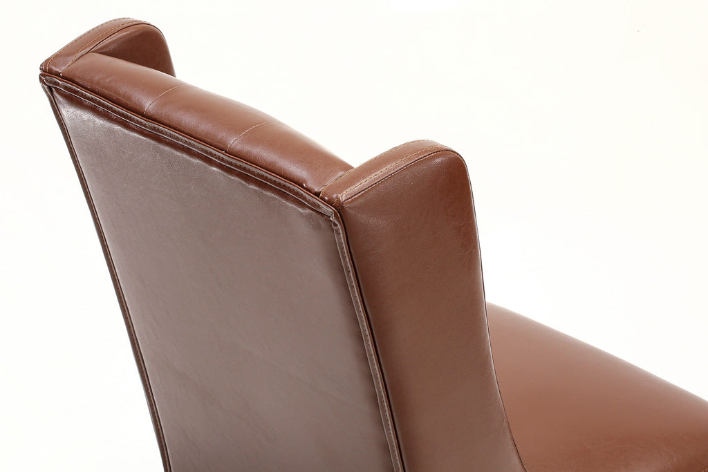 East West Furniture FOP3T46 Forney Parsons Dining Chairs - Button Tufted Nailhead Trim Brown Faux Faux Leather Upholstered Chairs