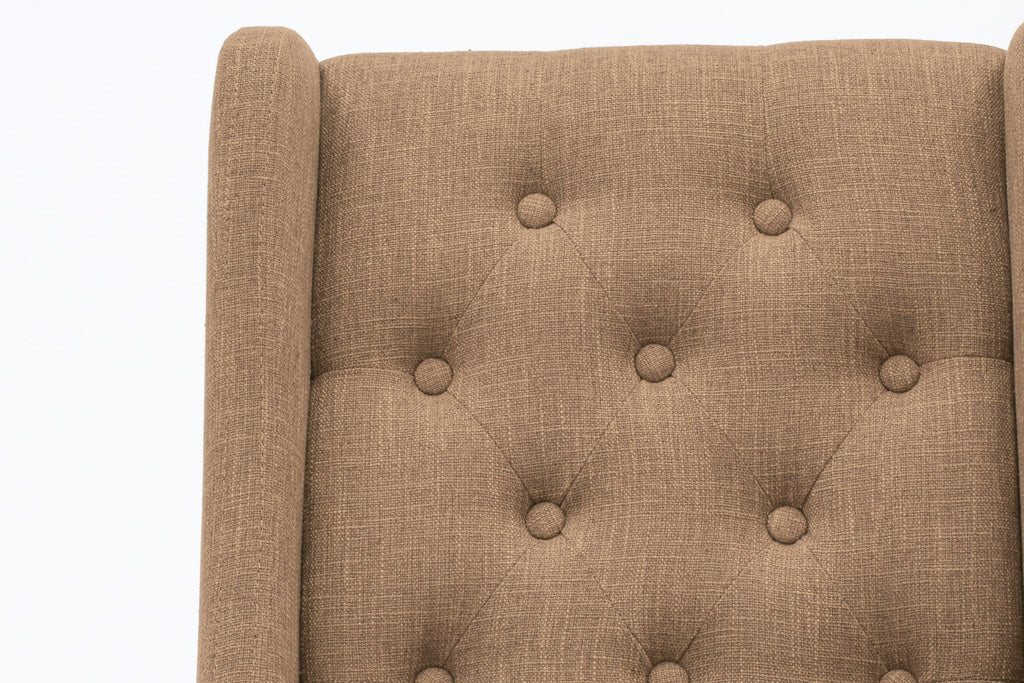 East West Furniture FOP3T47 Forney Parsons Dining Chairs - Button Tufted Nailhead Trim Light Sable Linen Fabric Upholstered Chairs