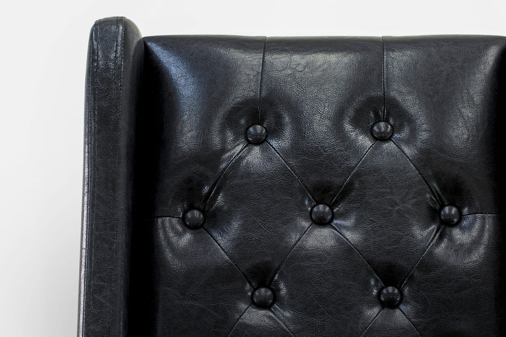 East West Furniture FOP7T49 Forney Parsons Dining Chairs - Button Tufted Nailhead Trim Black Faux Leather Padded Chairs