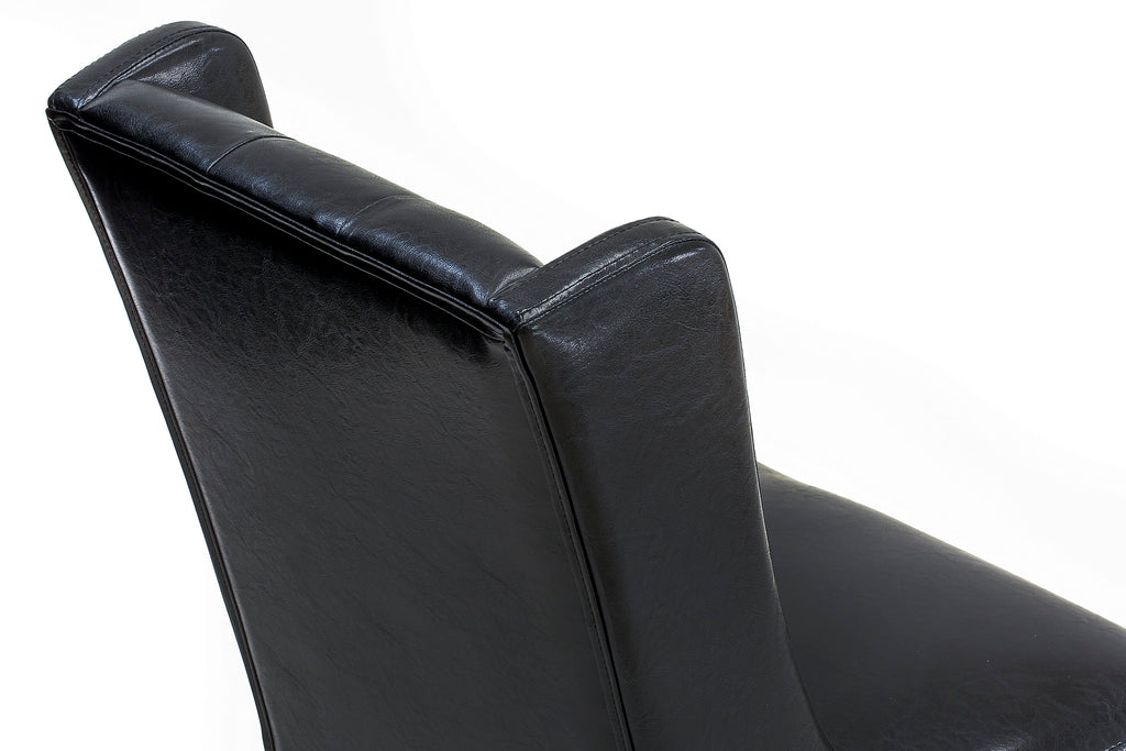East West Furniture FOP7T49 Forney Parsons Dining Chairs - Button Tufted Nailhead Trim Black Faux Leather Padded Chairs