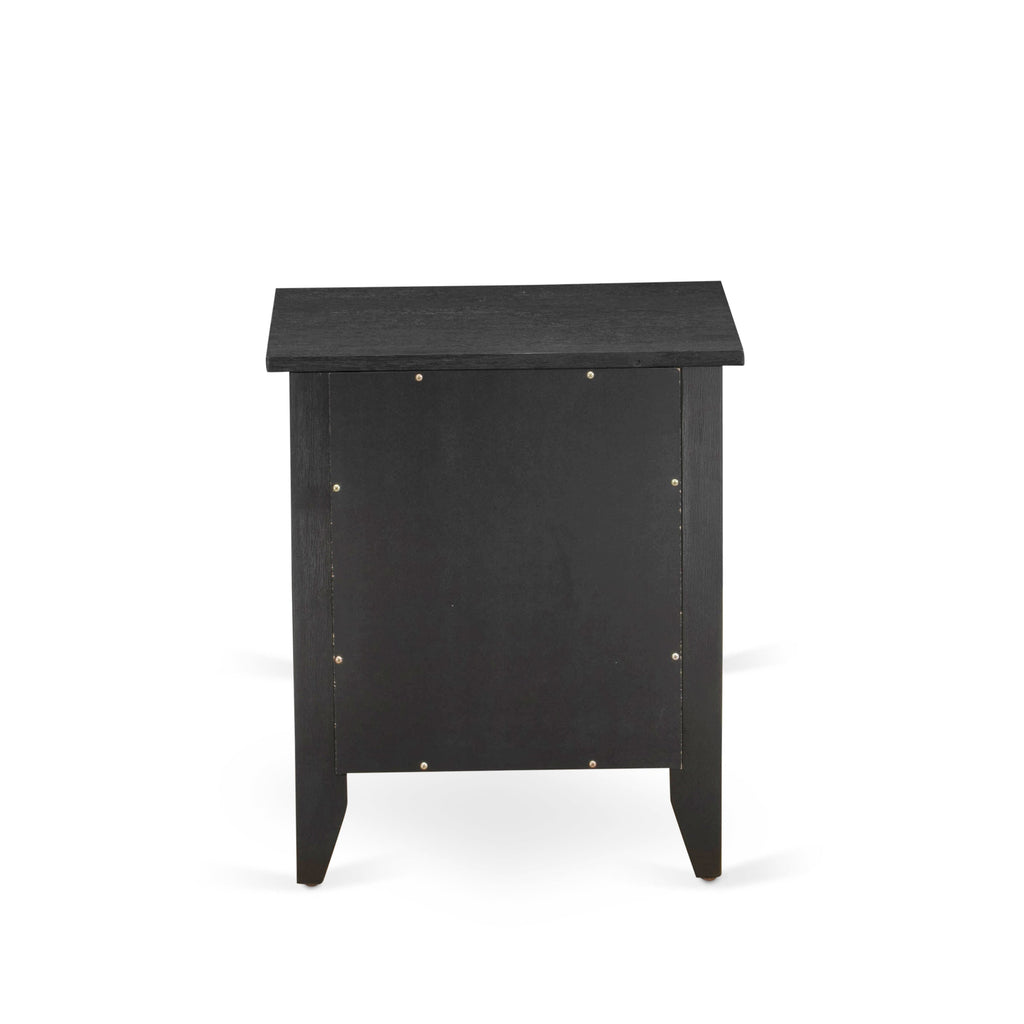 East West Furniture GA-06-ET Modern Nightstand Bedroom with 1 Wooden Drawer, Stable and Sturdy Constructed - Wire Brushed Black Finish
