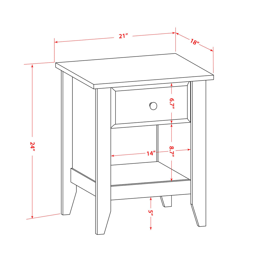 East West Furniture GA-06-ET Modern Nightstand Bedroom with 1 Wooden Drawer, Stable and Sturdy Constructed - Wire Brushed Black Finish