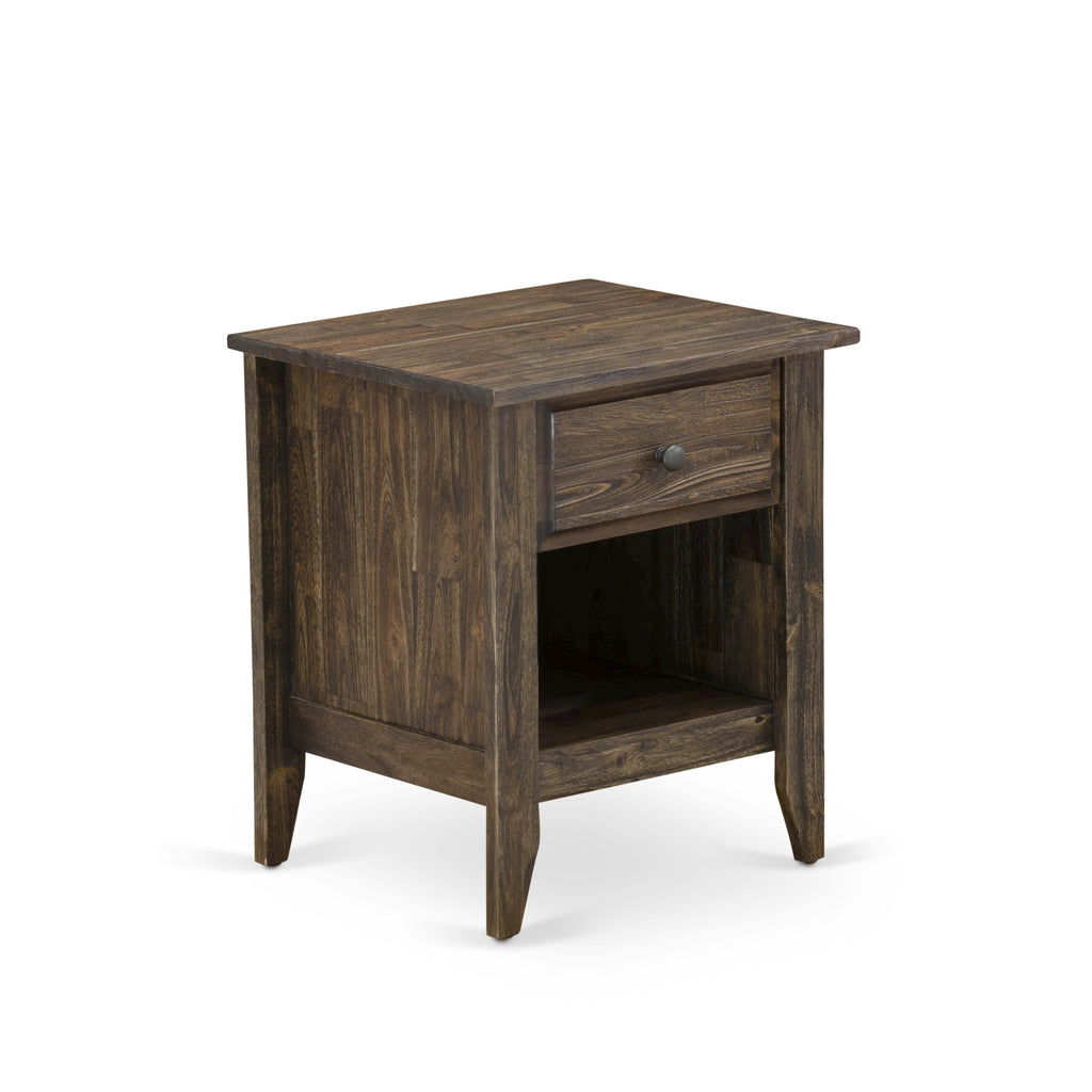 East West Furniture GA-07-ET Night stand For Bedroom with 1 Wooden Drawer, Stable and Sturdy Constructed - Distressed Jacobean Finish
