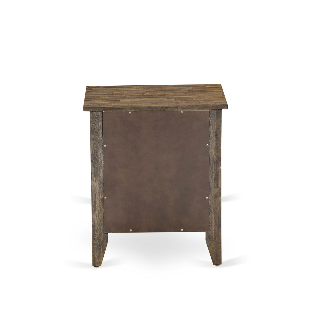 East West Furniture GA-07-ET Night stand For Bedroom with 1 Wooden Drawer, Stable and Sturdy Constructed - Distressed Jacobean Finish