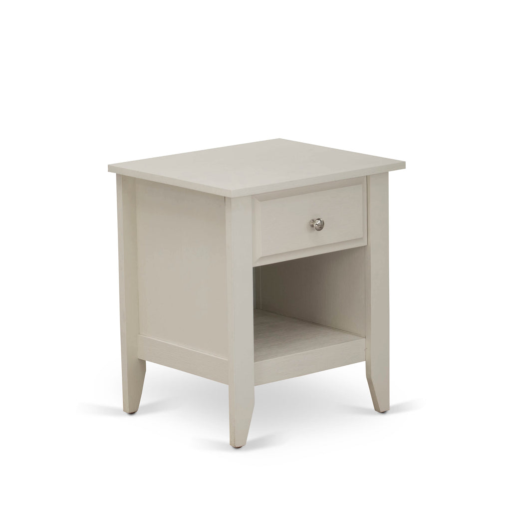 East West Furniture GA-0C-ET Small Night Stand with 1 Mid Century Modern Drawer, Stable and Sturdy Constructed - Wire brushed Butter Cream Finish