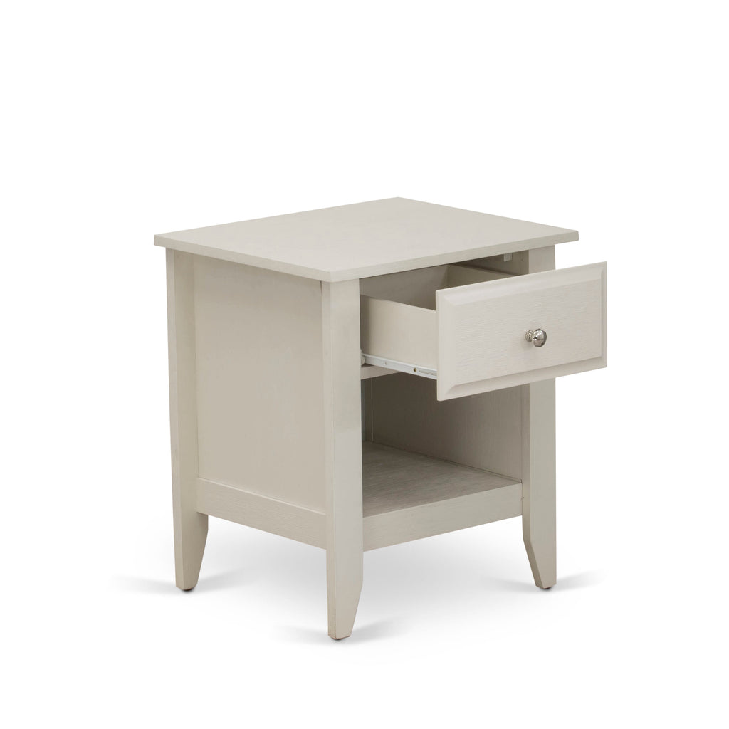 East West Furniture GA-0C-ET Small Night Stand with 1 Mid Century Modern Drawer, Stable and Sturdy Constructed - Wire brushed Butter Cream Finish
