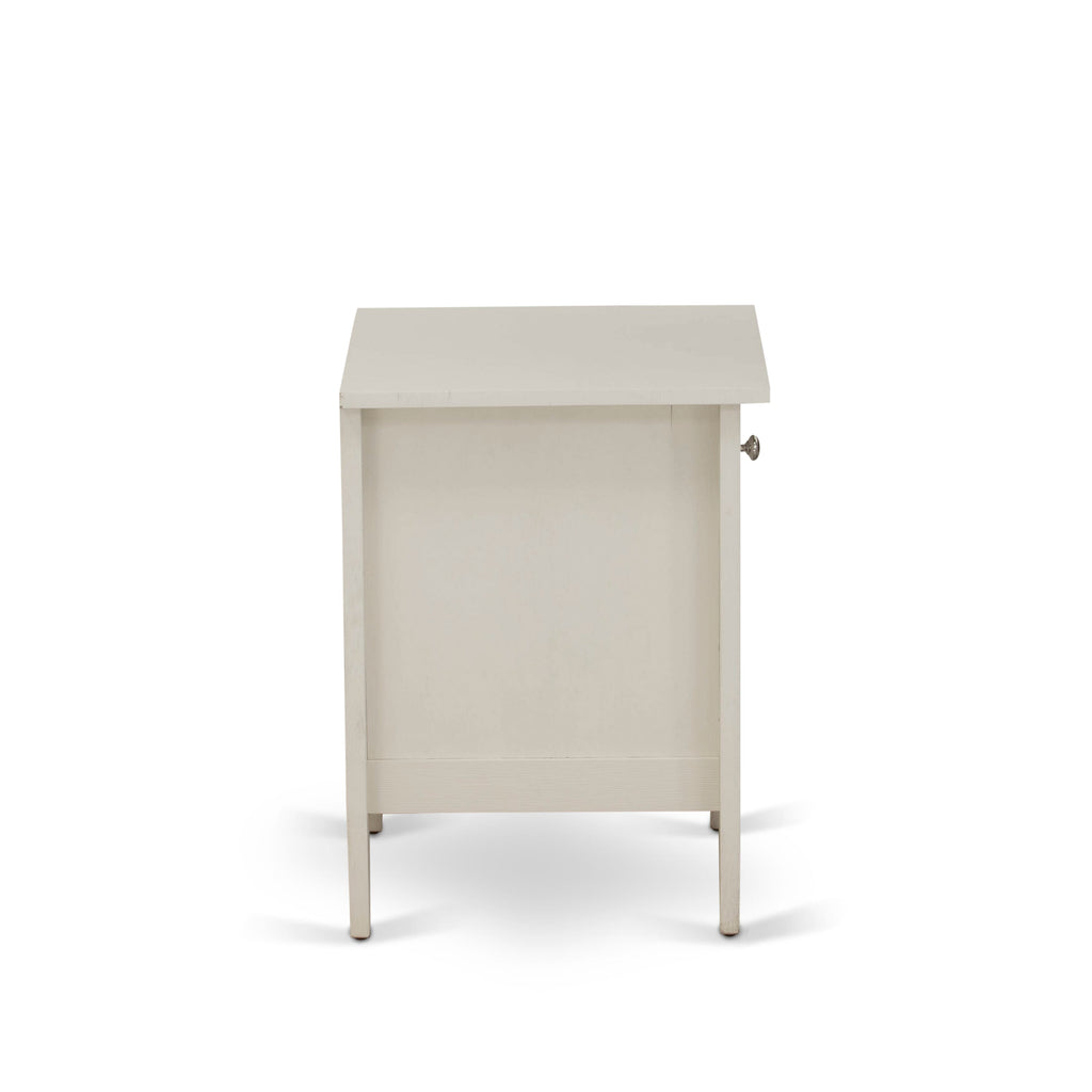 East West Furniture GA-0C-ET Small Night Stand with 1 Mid Century Modern Drawer, Stable and Sturdy Constructed - Wire brushed Butter Cream Finish