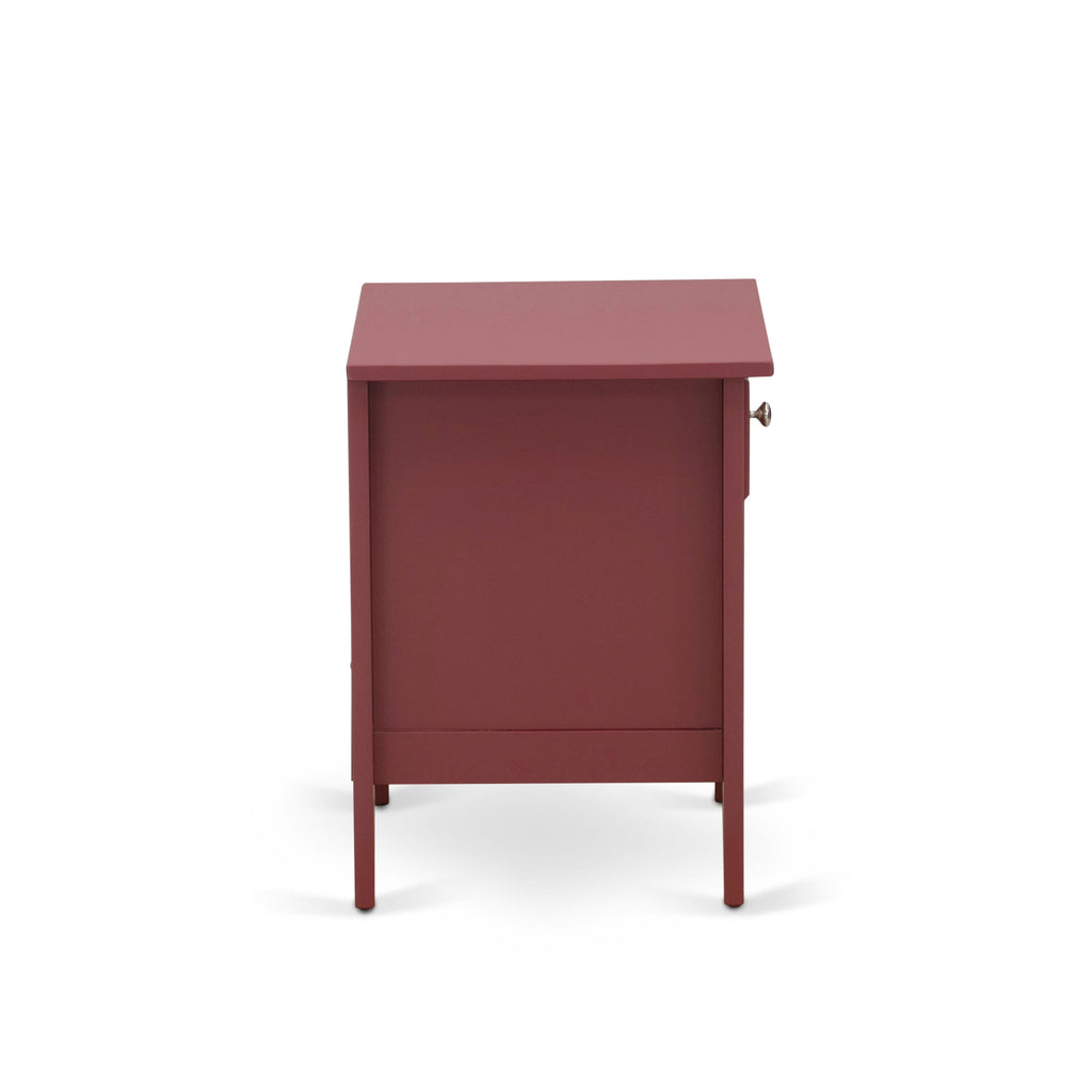 East West Furniture GA-13-ET Wooden Night Stand for bedroom with 1 Wooden Drawer, Stable and Sturdy Constructed - Burgundy Finish