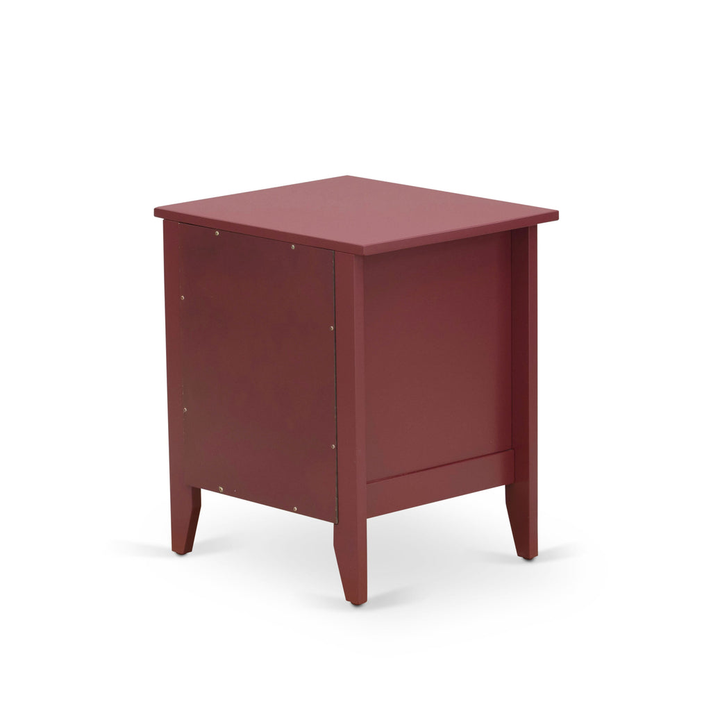 East West Furniture GA-13-ET Wooden Night Stand for bedroom with 1 Wooden Drawer, Stable and Sturdy Constructed - Burgundy Finish