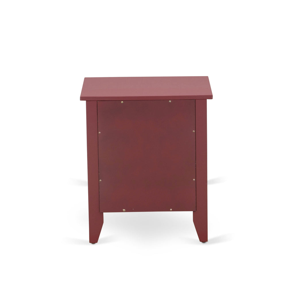 East West Furniture GA-13-ET Wooden Night Stand for bedroom with 1 Wooden Drawer, Stable and Sturdy Constructed - Burgundy Finish