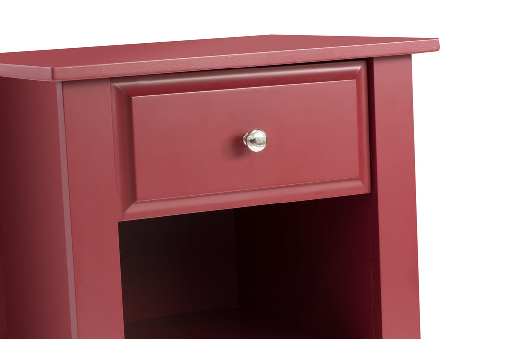 East West Furniture GA-13-ET Wooden Night Stand for bedroom with 1 Wooden Drawer, Stable and Sturdy Constructed - Burgundy Finish
