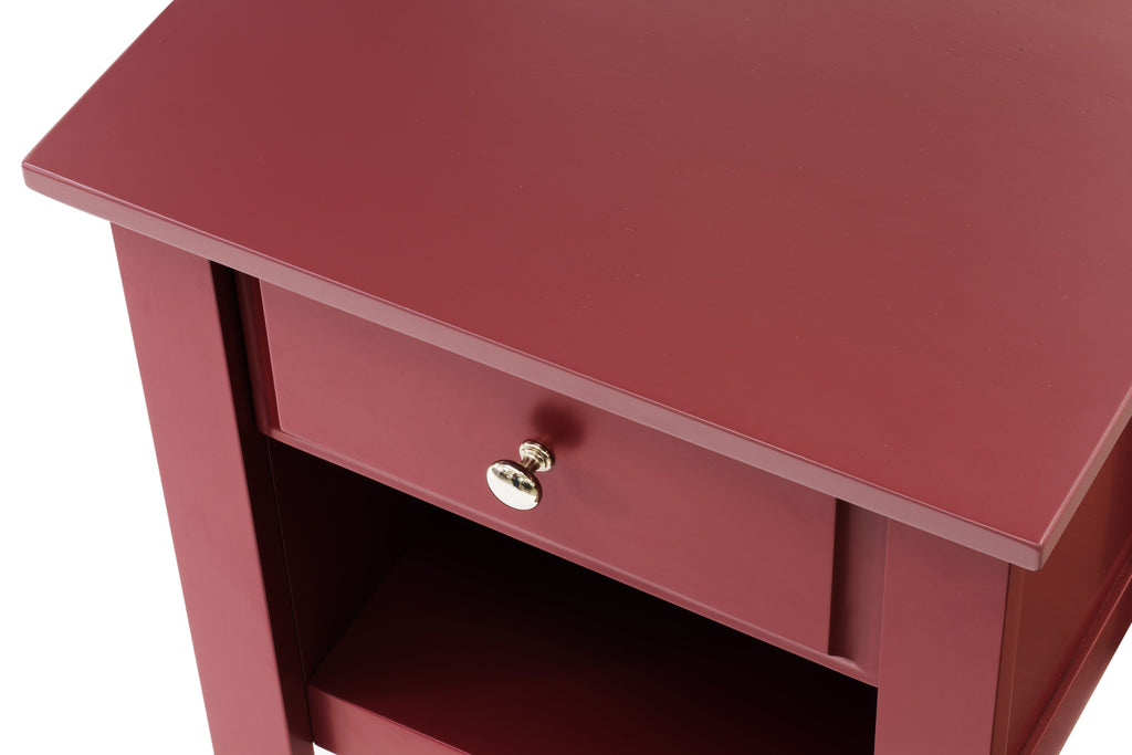 East West Furniture GA-13-ET Wooden Night Stand for bedroom with 1 Wooden Drawer, Stable and Sturdy Constructed - Burgundy Finish