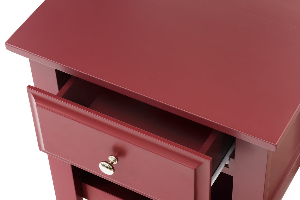 East West Furniture GA-13-ET Wooden Night Stand for bedroom with 1 Wooden Drawer, Stable and Sturdy Constructed - Burgundy Finish