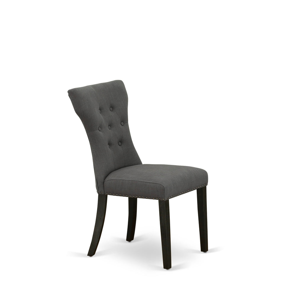 East West Furniture X677GA650-6 6-Piece Mid Century Dining Table Set-Dark Gotham Grey Linen Fabric Seat and Button Tufted Chair Back Parson Dining chairs