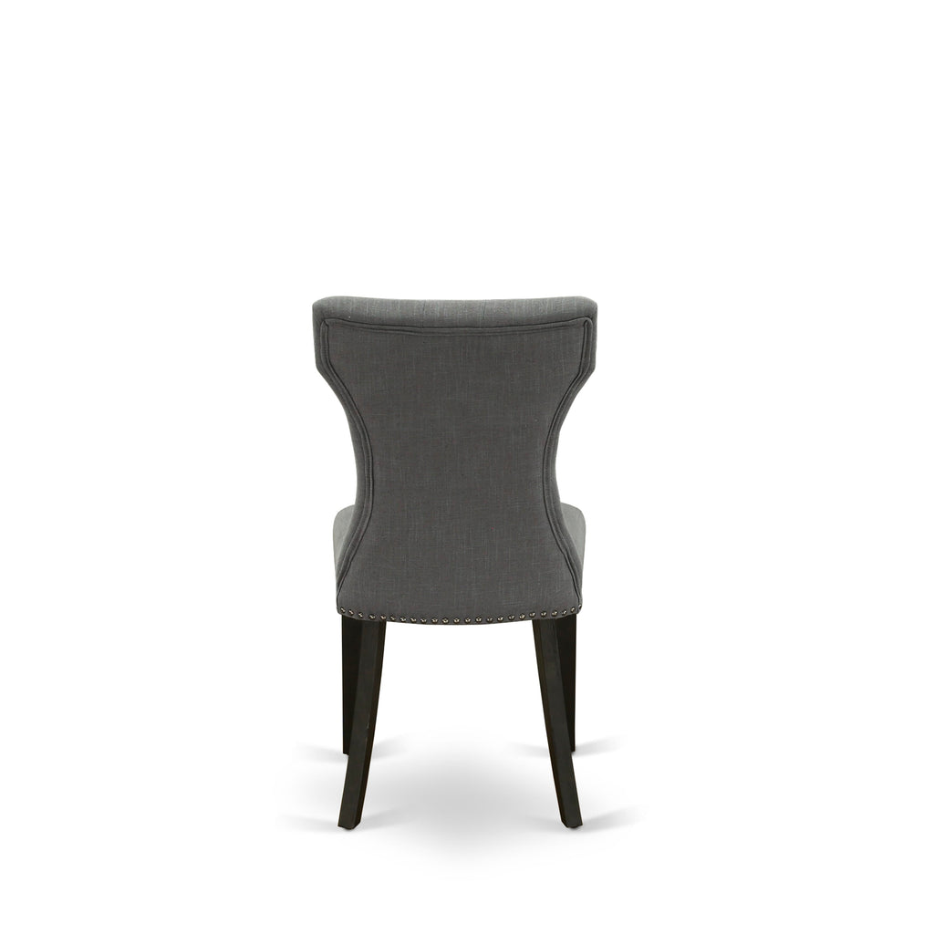 East West Furniture X626GA650-5 5 Piece Dining Room Table Set Includes a Rectangle Kitchen Table with X-Legs and 4 Dark Gotham Linen Fabric Parson Dining Chairs, 36x60 Inch, Multi-Color