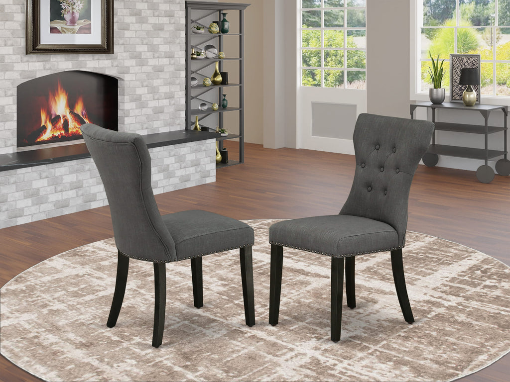 East West Furniture X677GA650-6 6-Piece Mid Century Dining Table Set-Dark Gotham Grey Linen Fabric Seat and Button Tufted Chair Back Parson Dining chairs