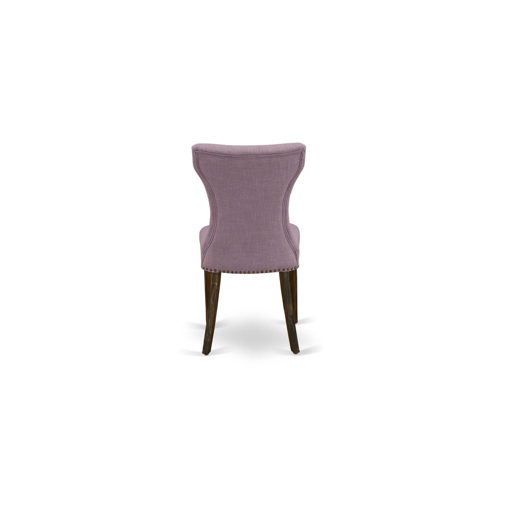 East West Furniture X726GA740-7 7 Piece Dining Table Set Consist of a Rectangle Dining Room Table with X-Legs and 6 Dahlia Linen Fabric Upholstered Chairs, 36x60 Inch, Multi-Color