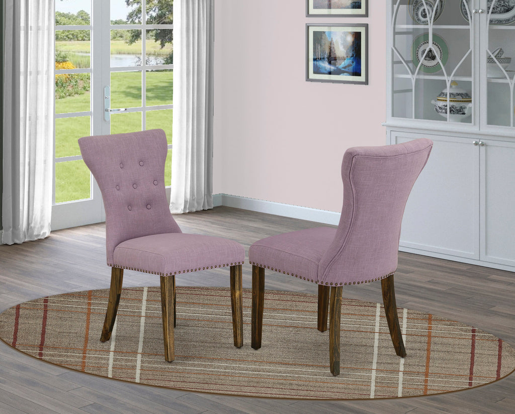 East West Furniture X777GA740-7 7-Piece Rectangular Dining Table Set an Excellent Distressed Jacobean Small Dining Table top and 6 Beautiful kitchen chairs with Nail Heads and Button Tufted, Distressed Jacobean Finish
