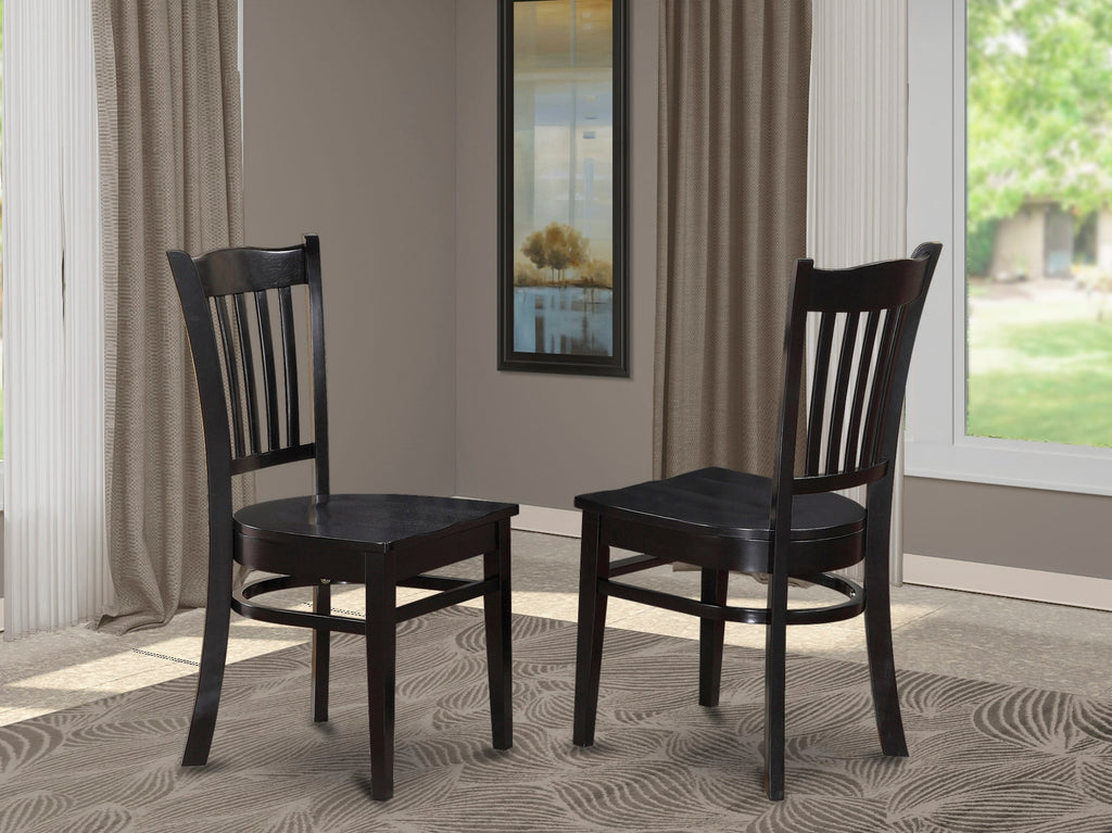 East West Furniture GRC-BLK-W Groton Dining Chairs - Slat Back Wood Seat Kitchen Chairs